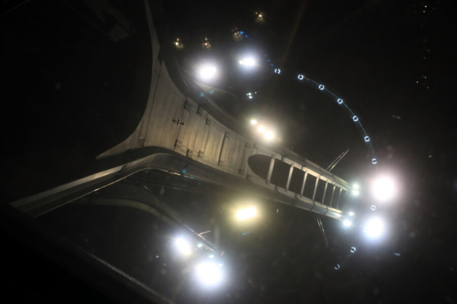 View down from the new glass floor level of the Space Needle.