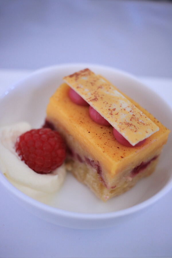 Chantilly cream, fresh raspberry