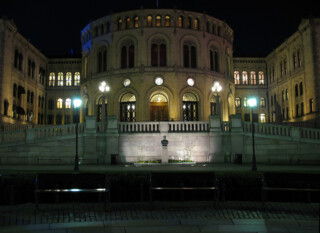 The Norwegian Parliament building.