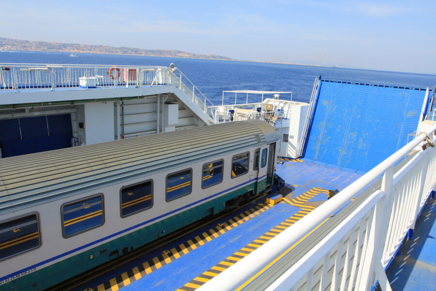 Trains on a boat