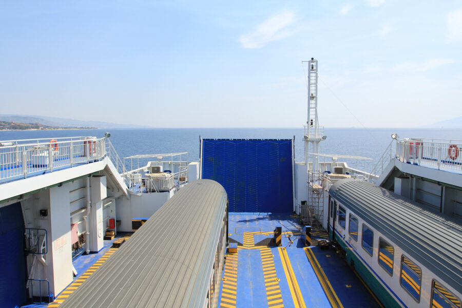 Trains on a boat